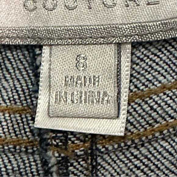 St. John Couture Embellished Straight- Leg Denim Jeans Rhinestones Mid-Rise Sz 8 - Picture 3 of 9